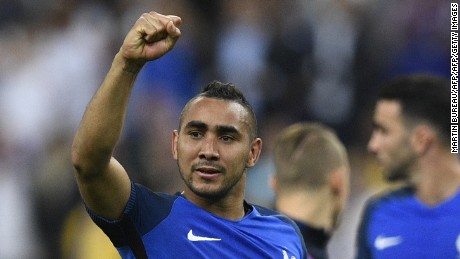 An emotional Dimitri Payet acknowledges the supporters after his magical matchwinner.