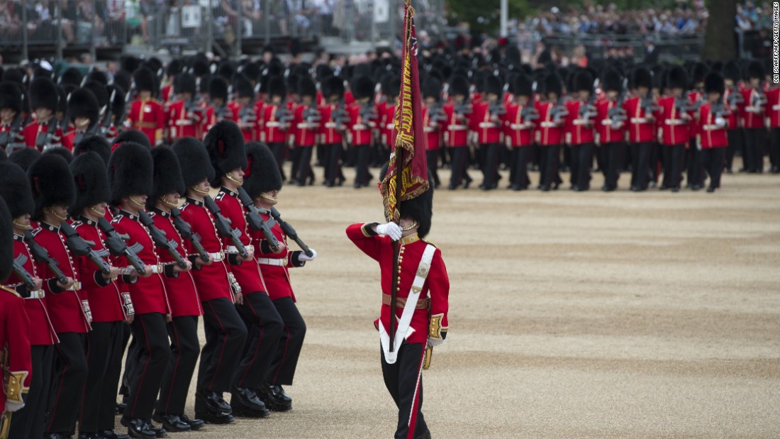 Members of Number 7 Company Coldstream Guards look their best during the parade. 