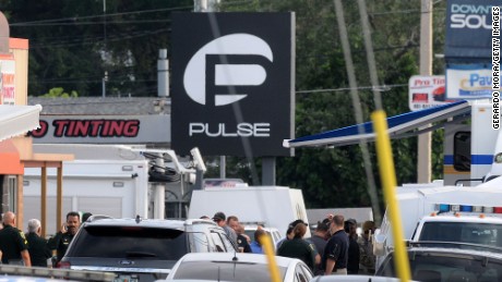 Orlando police officers seen outside of Pulse nightclub.