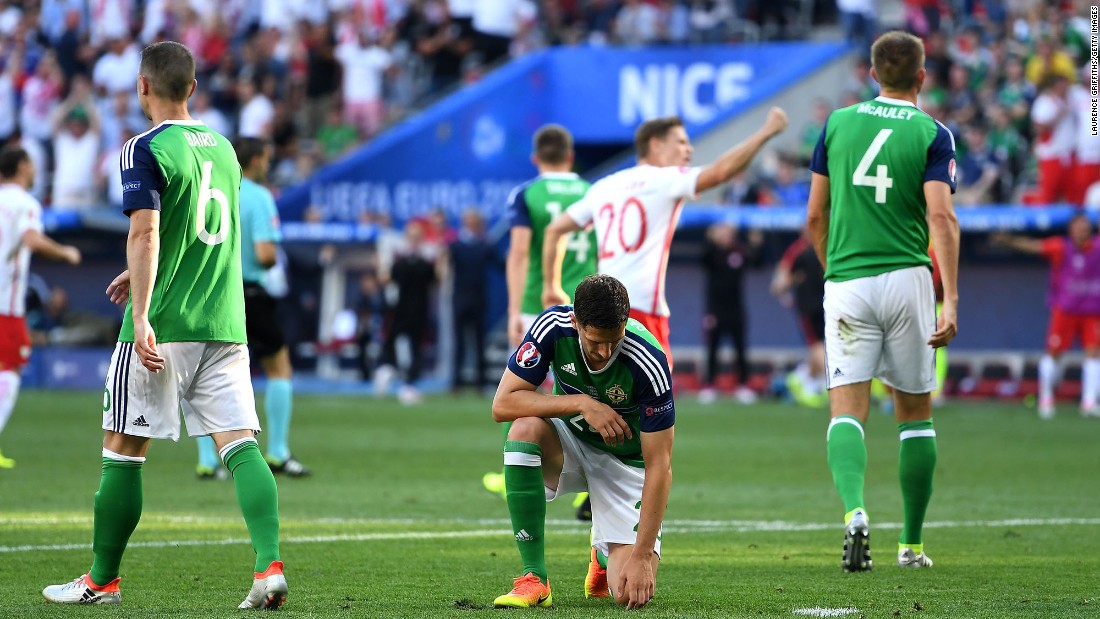 Craig Cathcart appears dejected after Milik&#39;s goal, which came in the 51st minute.