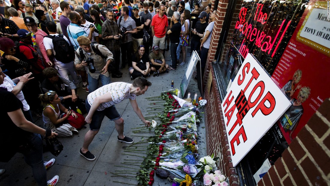 People gather for a vigil June 12 outside the Stonewall Inn in New York. &lt;a href=&quot;http://www.cnn.com/2016/05/09/travel/stonewall-inn-nps-national-monument-gay-rights/index.html&quot; target=&quot;_blank&quot;&gt;Stonewall&lt;/a&gt; is considered the birthplace of the gay rights movement.