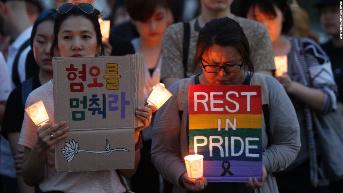 People gather for a vigil in Seoul, South Korea, on June 13.