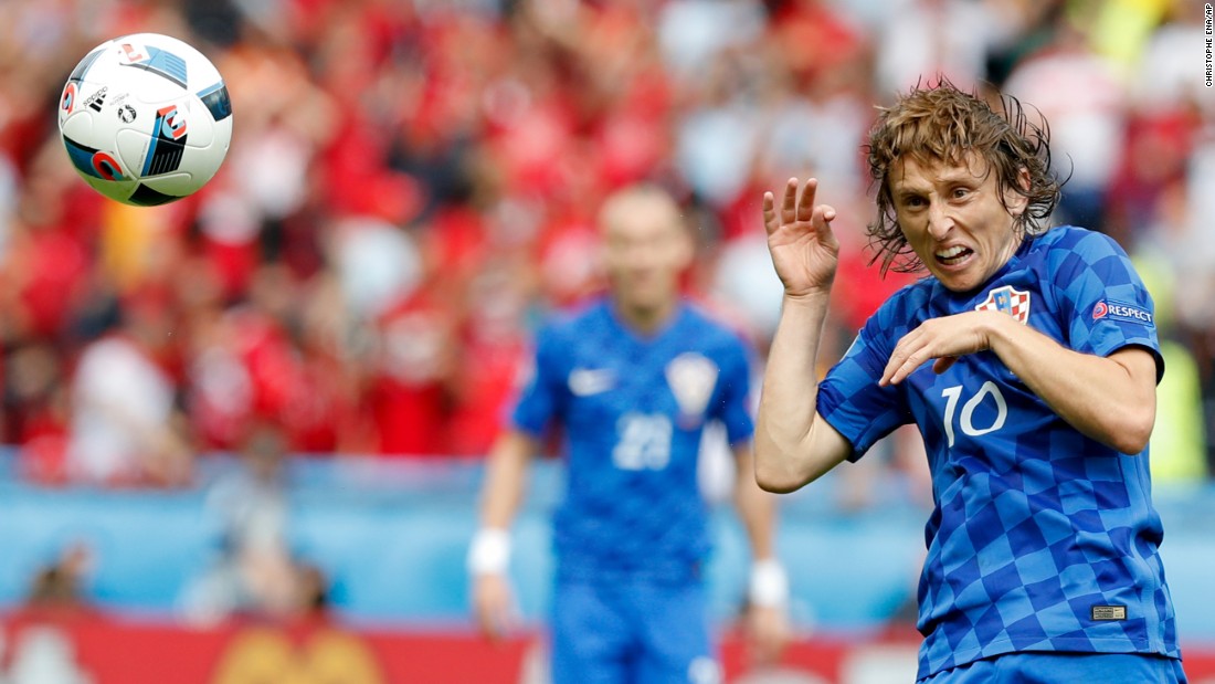 Croatia&#39;s Luka Modric watches the ball during &lt;a href=&quot;http://www.cnn.com/2016/06/12/football/turkey-croatia-euro-2016/index.html&quot; target=&quot;_blank&quot;&gt;a Euro 2016 match against Turkey&lt;/a&gt; on Sunday, June 12. Modric&#39;s spectacular volley in the 41st minute was the only goal in the match. 