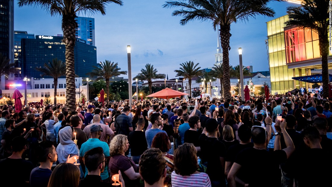 Thousands of people attended Monday night&#39;s vigil in Orlando.