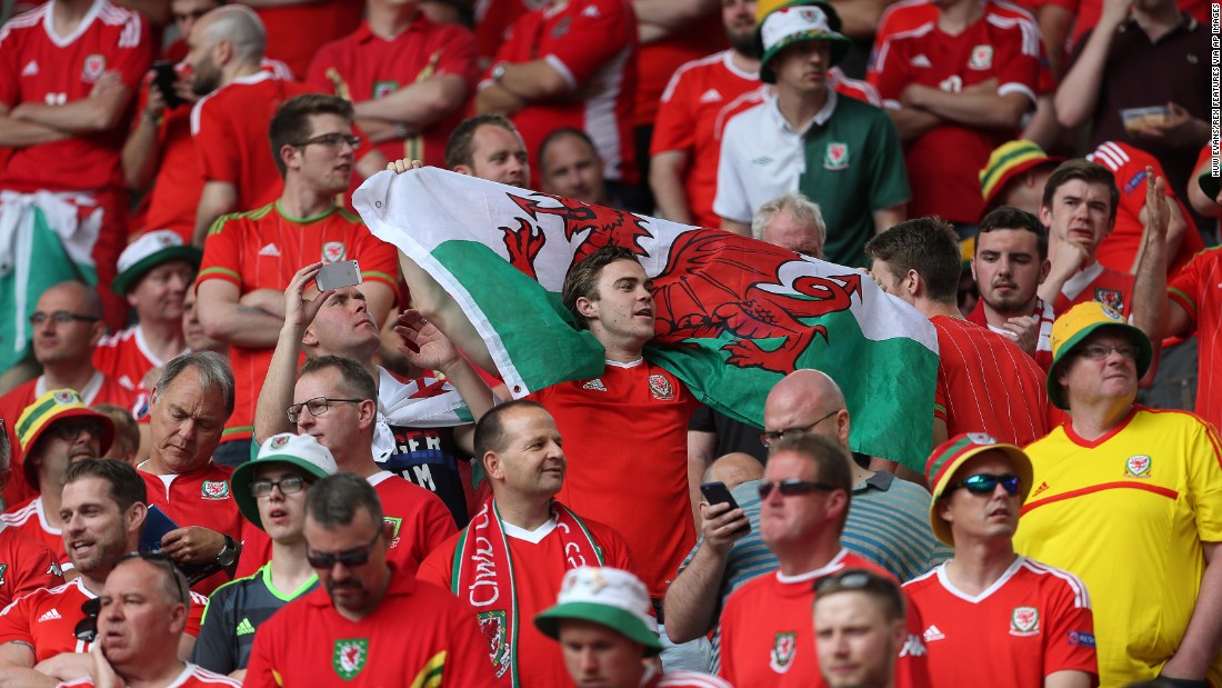 Wales fans watch their tournament opener against Slovakia on Saturday.