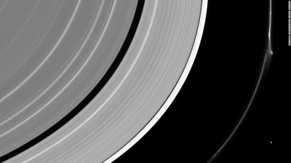 A bright disruption in Saturn&#39;s narrow F ring suggests it may have been disturbed recently by the interaction of a small object embedded in the ring itself. They are hard to see, but their handiwork reveals their presence, and scientists use the Cassini spacecraft to study these stealthy sculptors of the F ring.