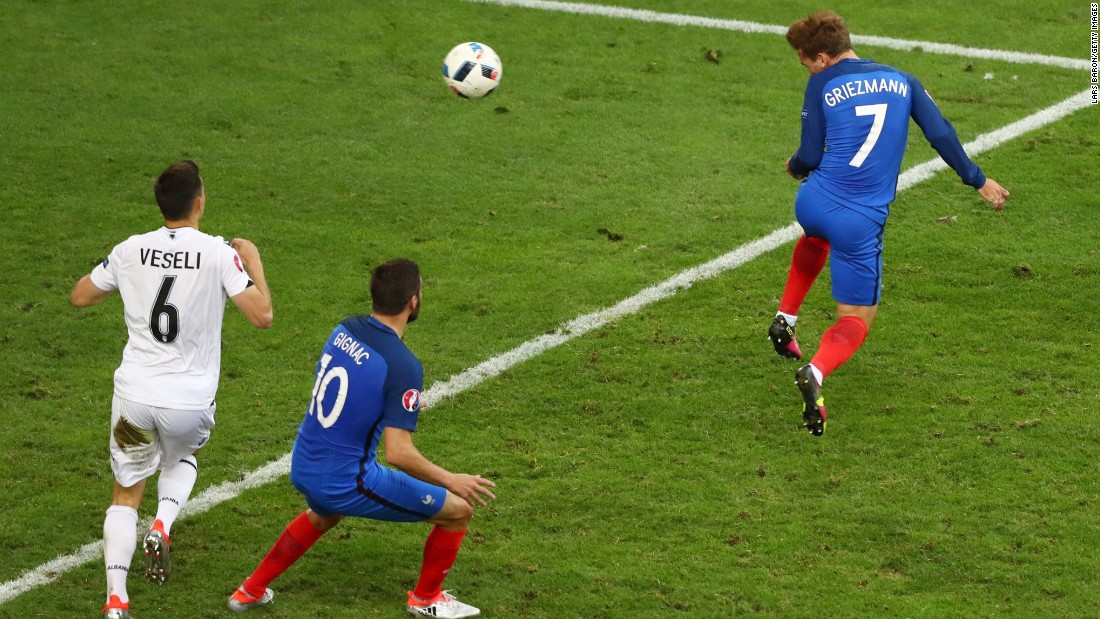 Griezmann heads in the opening goal. The Atletico Madrid star was surprisingly left out of the starting lineup, but he made an impact as a sub.