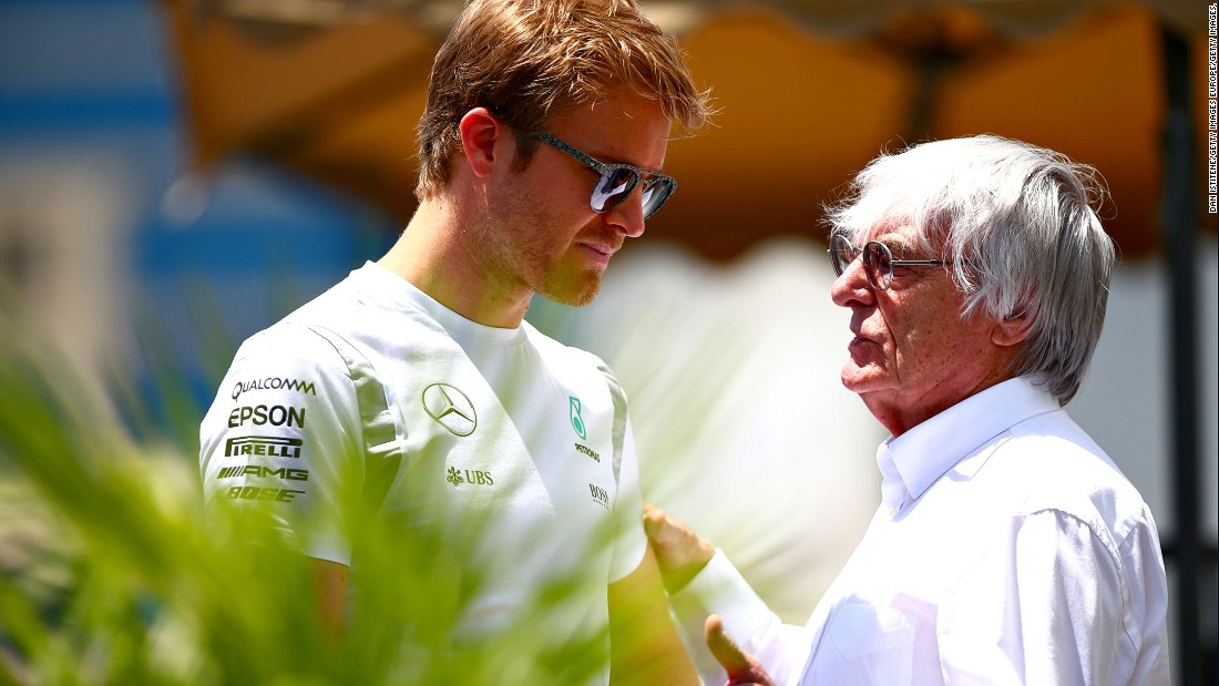 World championship leader Nico Rosberg in conversation with F1 supremo Bernie Ecclestone. The German had his lead slashed at the top of the standings to nine points after his Mercedes teammate Lewis Hamilton &lt;a href=&quot;http://edition.cnn.com/2016/06/12/motorsport/motorsport-canada-gp-hamilton-vettel/index.html&quot;&gt;took the checkered flag in Canada&lt;/a&gt; last weekend.  