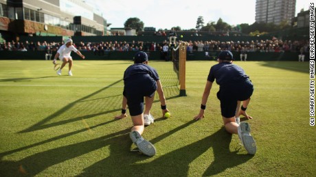 LONDON, ENGLAND - JUNE 22:  A view of ball boys during the second round match between Rainer Schuettler of Germany and Feliciano Lopez of Spain on Day Three of the Wimbledon Lawn Tennis Championships at the All England Lawn Tennis and Croquet Club on June 22, 2011 in London, England.  (Photo by Oli Scarff/Getty Images)