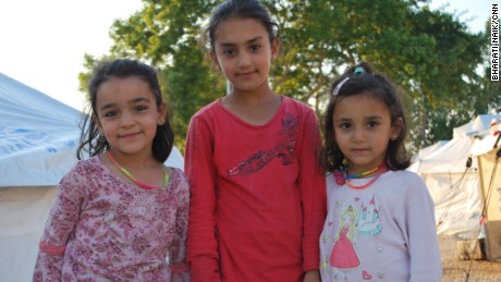 Sisters Riam, nine, Lina, six, and Dima Suleiyman, five, got stuck in Greece when the border was closed, but at least they have their parents with them.