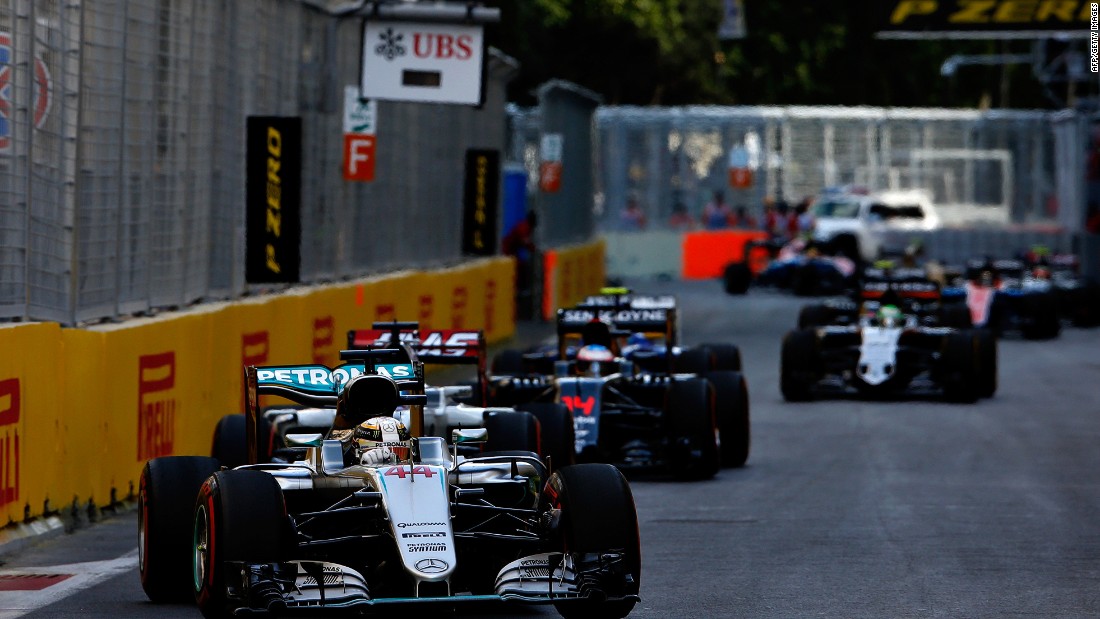 Lewis Hamilton (No. 44) could only finish fifth at Sunday&#39;s European Grand Prix in Baku.
