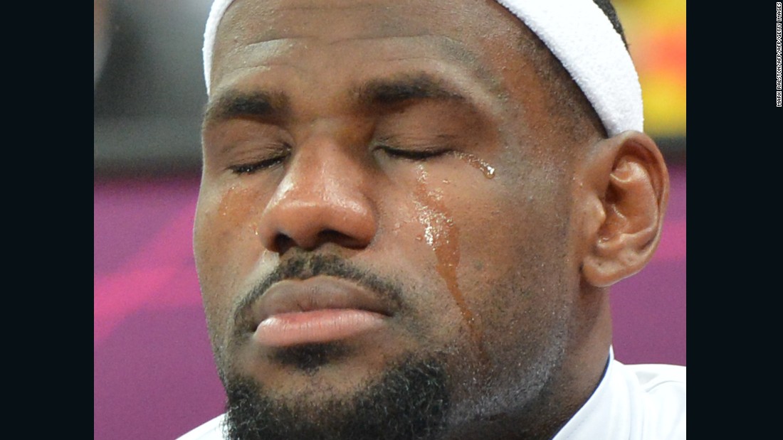 LeBron James shed an emotional tear before a Team USA preliminary round game at the London 2012 Olympics on July 29, 2012.