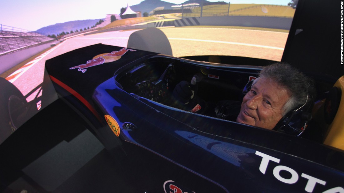 Even former F1 world champions can&#39;t resist a spin in the Red Bull Racing simulator. American legend Mario Andretti -- winner of the 1978 world title -- tries the sim out for size on a visit to the team in 2011.