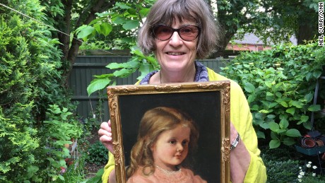 Catherine Galwey with a childhood portrait of her grandmother.
