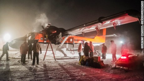 A Twin Otter aircraft is en route to a British Antarctic Survey station.