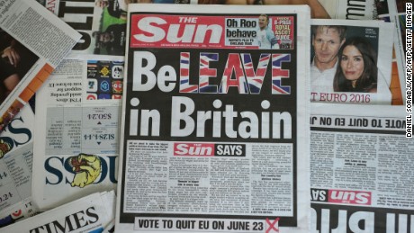 Britain&#39;s The Sun urges readers to vote to leave the European Union in an editorial splashed across its front page.