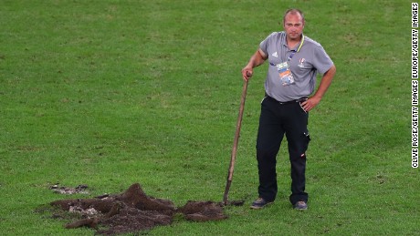 UEFA has been critcized for the state of a number of playing surfaces including this one in Lille.