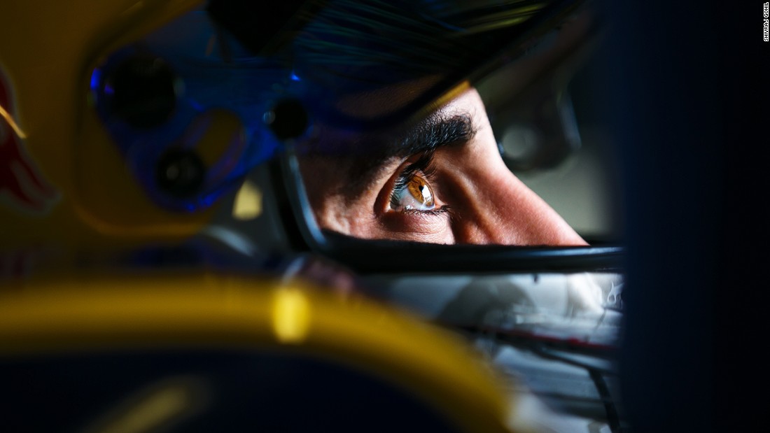 Formula E title contender Sebastien Buemi captured in a moment of concentration before heading out on track.