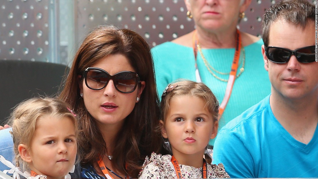 His daughters are often seen at tournaments -- here with their mother, herself a former tennis pro, in Madrid in 2013. The boys, born in 2014, also accompany the family on tour.