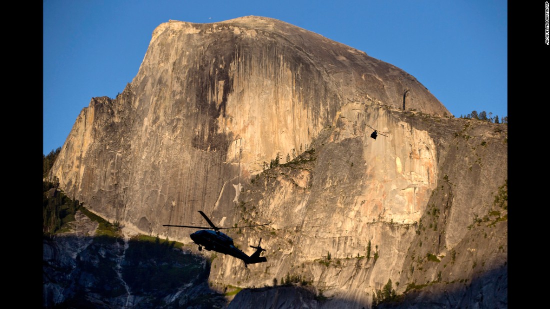 Marine One is silhouetted against the Half Dome rock formation as the first family arrives at Yosemite National Park on Friday, June 17. &lt;a href=&quot;http://www.cnn.com/2016/05/27/politics/gallery/us-military-may-photos/index.html&quot; target=&quot;_blank&quot;&gt;See U.S. military photos from May&lt;/a&gt;