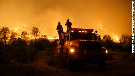 Firefighters pay close attention to the wildfire coming at every direction in Kelso Valley near Lake Isabella, California, on June 24.