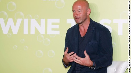 Former England captain Alan Shearer seen during a &quot;Tasting the Euros&quot; winetasting and discussion at Advertising Week Europe 2016 in London in April.