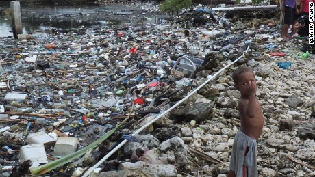 Plastic waste in Tuvalu.