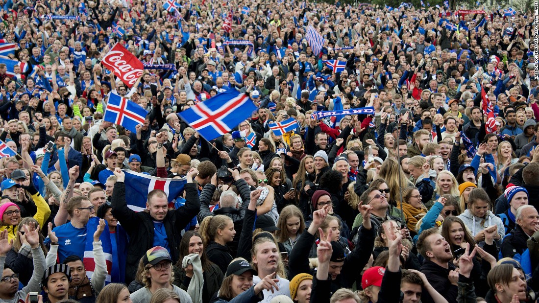 Fans have been celebrating their team&#39;s success across the country with big screens being erected in the capital city of Reykjavik. 