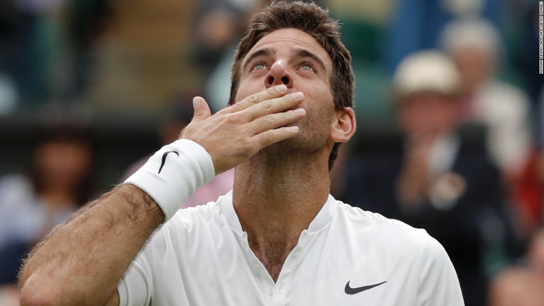 Del Potro offered up a kiss after he clinched the match in four sets. It was his first top-five win in three years. 