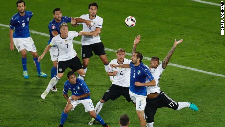 Jerome Boateng was penalized for a handball inside the Germany penalty area.