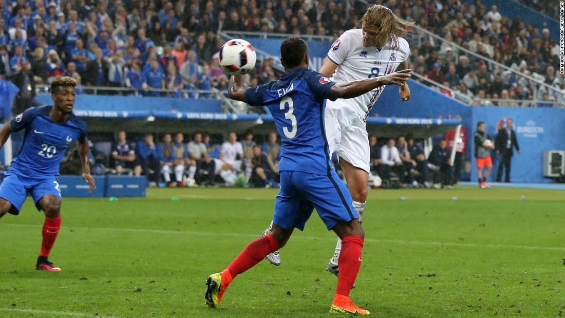 Birkir Bjarnason of Iceland scores a goal to make it 5-2.