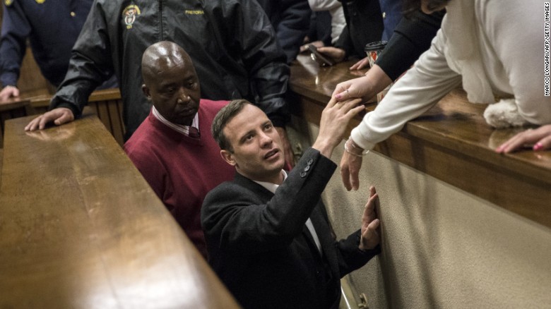 Oscar Pistorius, as he leaves the High Court in Pretoria in 2016