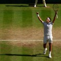 Roger Federer Wimbledon quarterfinals celebration