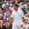 Milos Raonic celebrates quarterfinal Wimbledon 