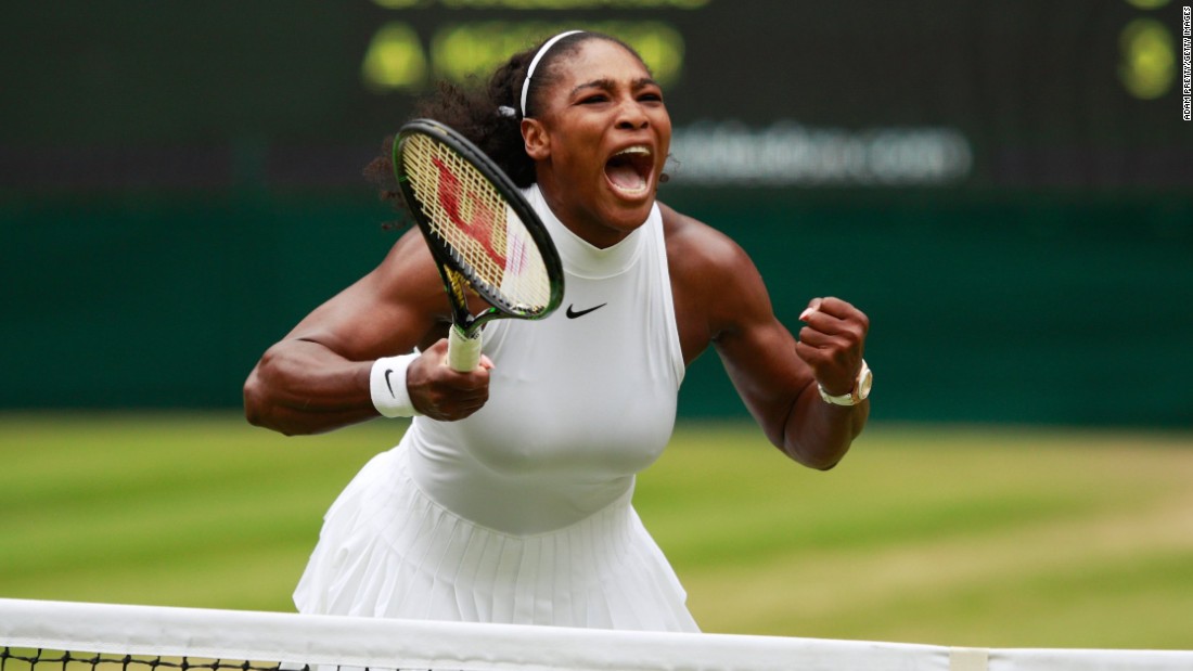 Williams shows all the passion she brought to the women&#39;s singles final as she retained her Wimbledon crown. 