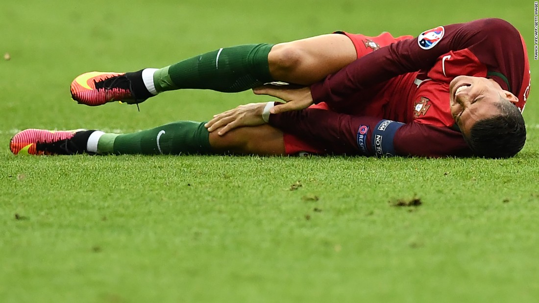 Ronaldo had left the field to receive treatment and come back on but the pain was too much for him to continue.