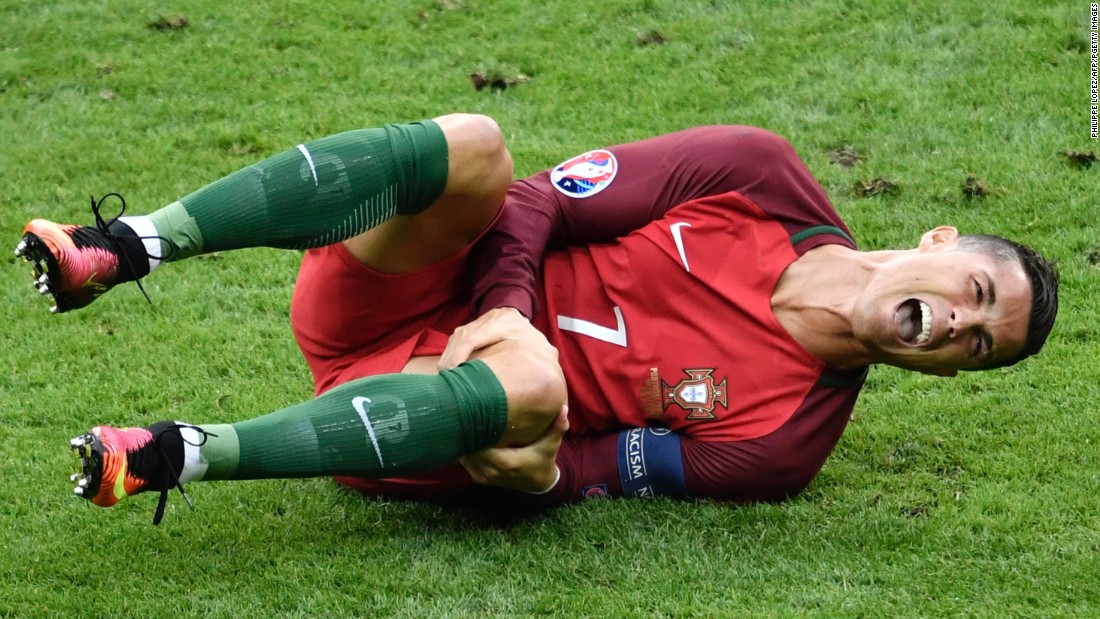 Ronaldo&#39;s final looked like it would end in tears after he was forced to leave the field on a stretcher after suffering a knee injury.  The Portugal star lasted just 23 minutes and was visibly upset. 