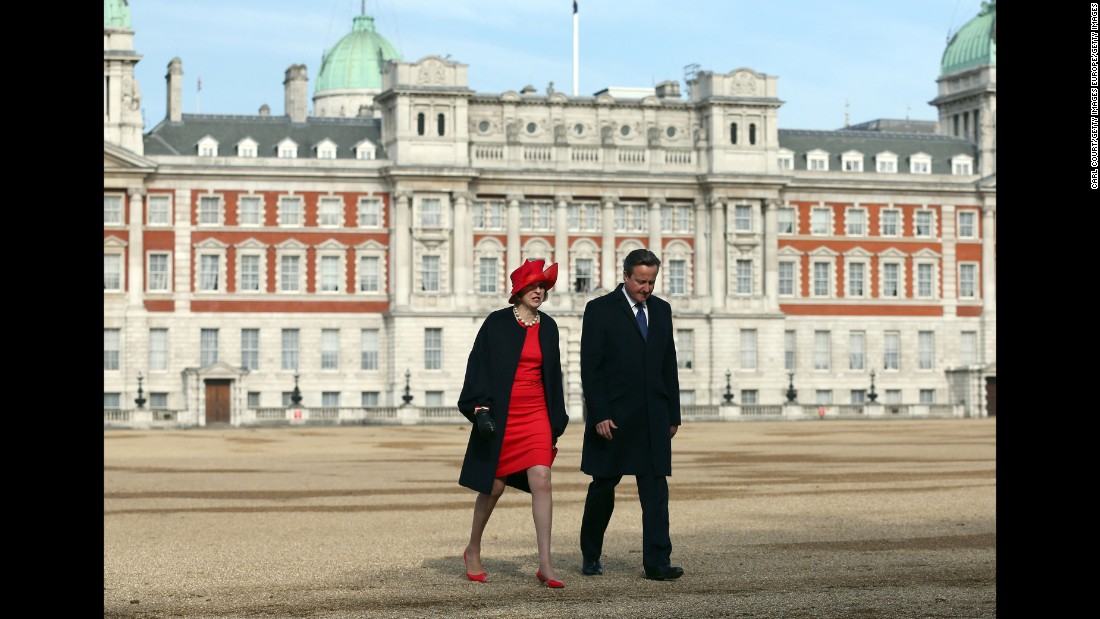 The Prime Minister talks with Theresa May during the state visit of China&#39;s Xi Jinping in October 2015. 