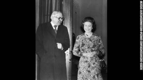 British Prime Minister James Callaghan with the Queen on his arrival at Windsor Castle.