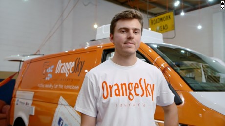Inspired by his college volunteer work, Nicholas Marchesi created Orange Sky Laundry -- a free laundromat-on-wheels for Australia&#39;s low-income and homeless population.  