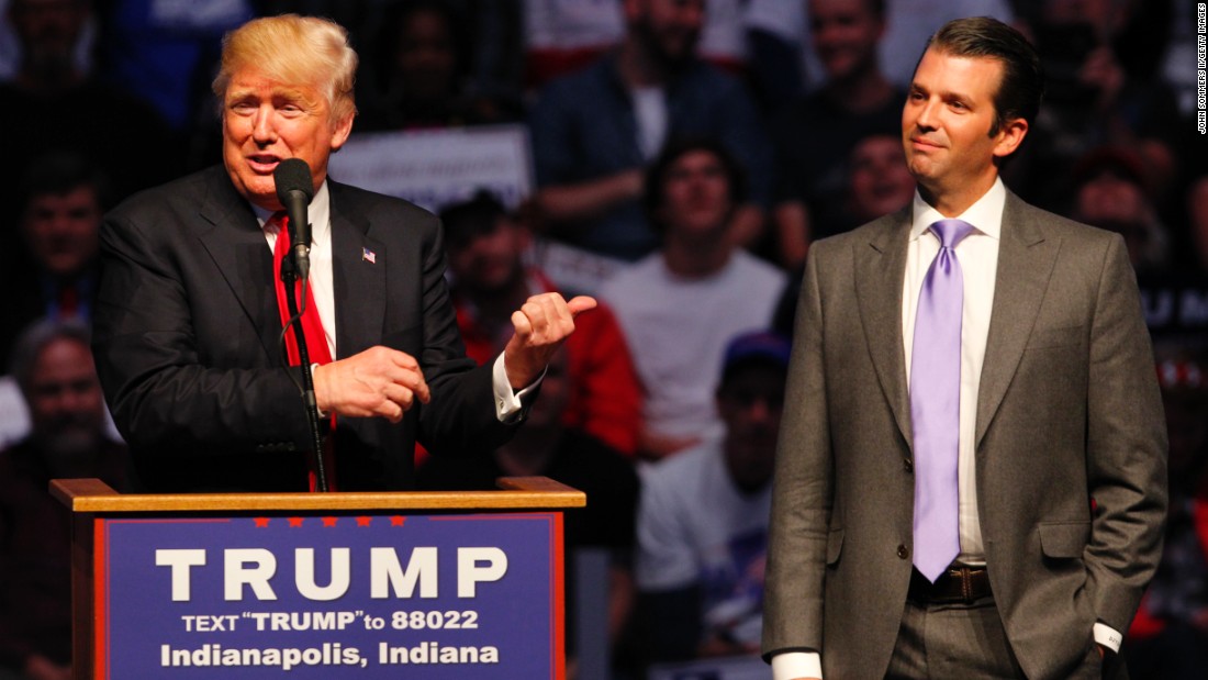 Presumptive Republican nominee Donald Trump introduces his son Donald Trump Jr. as he addressed a crowd this April in Indianapolis. Trump Jr. has said that if his father becomes president, &lt;a href=&quot;http://www.eenews.net/stories/1060037104&quot; target=&quot;_blank&quot;&gt;he&#39;s interested in being&lt;/a&gt; his secretary of the Interior.