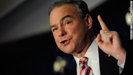 U.S. Senator-elect Tim Kaine speaks to supporters at the Downtown Richmond Marriot after winning the Virginia U.S. Senate seat on November 6, 2012 in Richmond, Virginia.