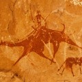 african rock art Chad - Mounted camel