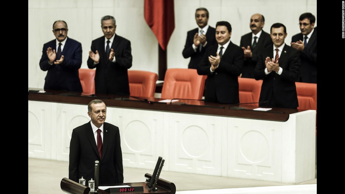 Erdogan attends a swearing in ceremony in Ankara, Turkey, on August 28, 2014. Erdogan was sworn in as Turkey&#39;s 12th president at a ceremony in parliament, cementing his position as the country&#39;s most powerful modern leader.