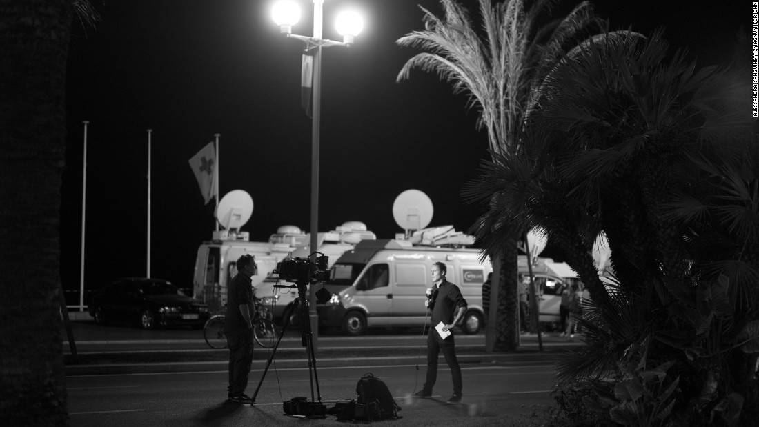 Sanguinetti says there seemed to be more journalists than residents and tourists along the Promenade des Anglais the night after the attack.