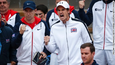 Wimbledon champion Andy Murray cheered on from the sidelines as Edmund clinched a semifinal place for GB.   