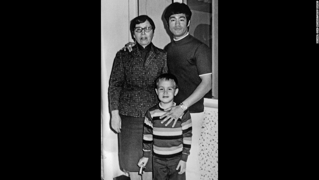 Bruce Lee, his mother and son Brandon pose for a family snapshot circa 1970 in Los Angeles. Lee taught Brandon the martial arts. Brandon would later become an actor and martial artist before a tragic accident ended his life in 1993.