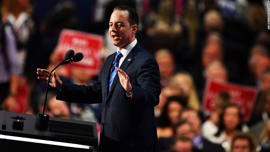 Reince Priebus, chairman of the Republican National Committee, delivers a speech on Thursday. &quot;We are the party of new ideas in a changing and faster world than ever before,&quot; he said. 