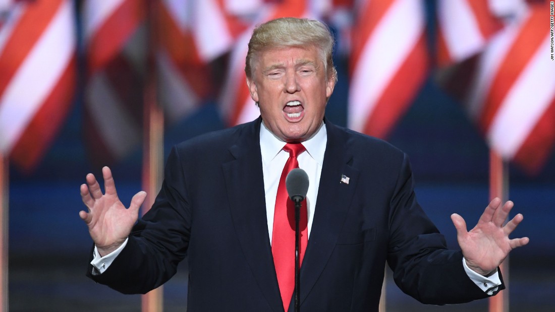 Trump accepts the party&#39;s nomination as he begins his speech.