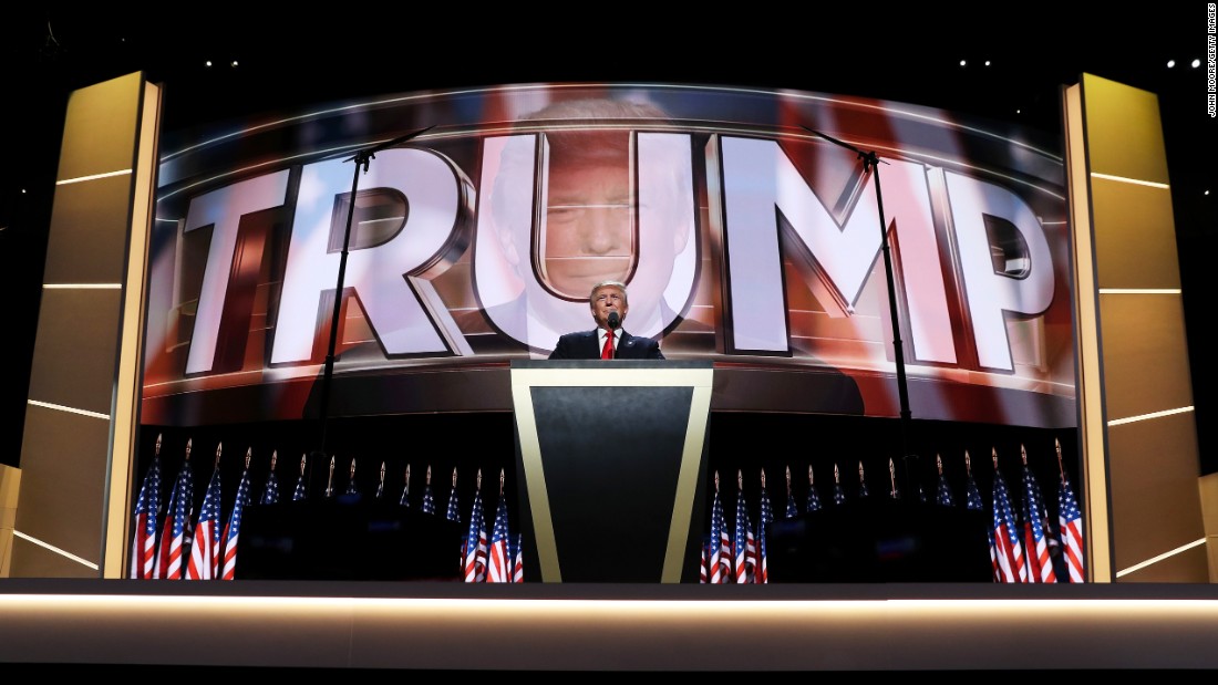 Donald Trump, the Republican Party&#39;s presidential nominee, delivers a speech Thursday at the Republican National Convention in Cleveland. &quot;I have had a truly great life in business,&quot; he said. &quot;But now, my sole and exclusive mission is to go to work for our country -- to go to work for you. It&#39;s time to deliver a victory for the American people.&quot;